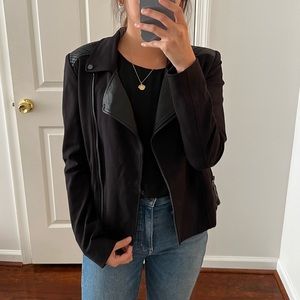 Guess black moto jacket with faux leather